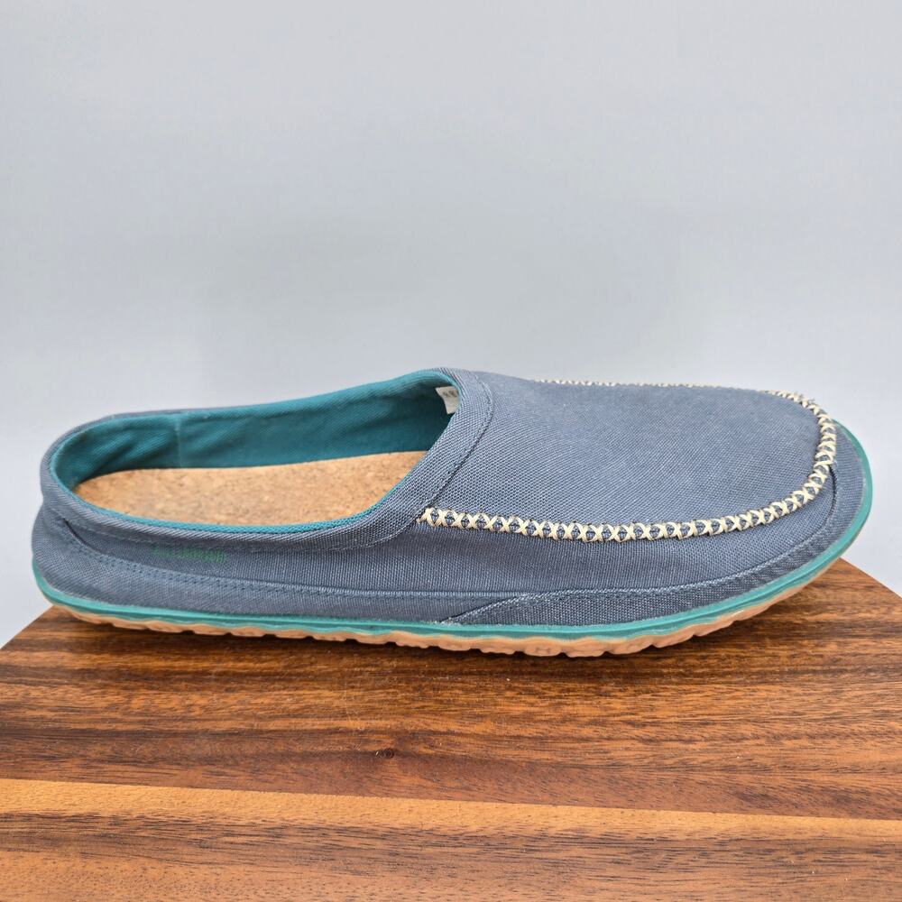LL Bean Mountain Slippers Mens 14 M Blue Canvas Slip On Comfort Casual Shoes